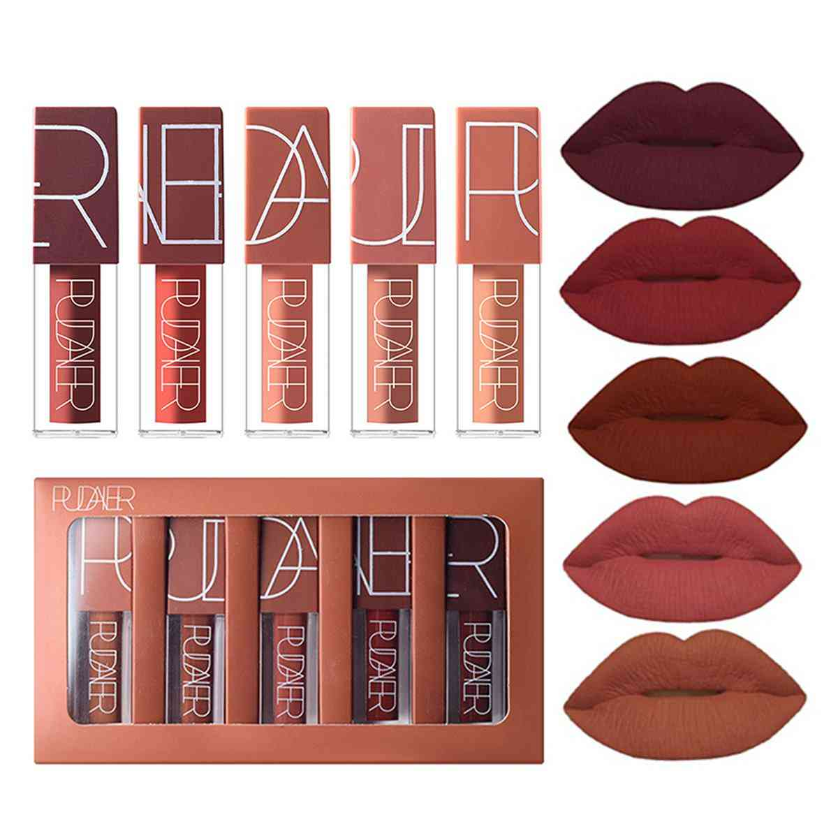 Pudaier Matte Liquid Lipstick Set-5pc